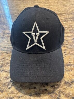 Black Star V Vanderbilt Embroidered Baseball Cap, Adjustable Velcro Back, New
